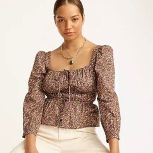 NWT J. Crew Cinched Waist Organic Cotton Top in Liberty® Busy Izzy Fabric Size 4